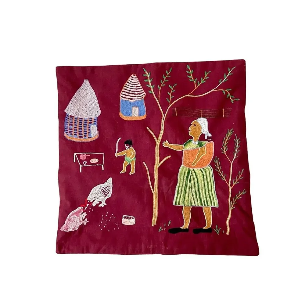 Handmade Embroidered Pillow Cover